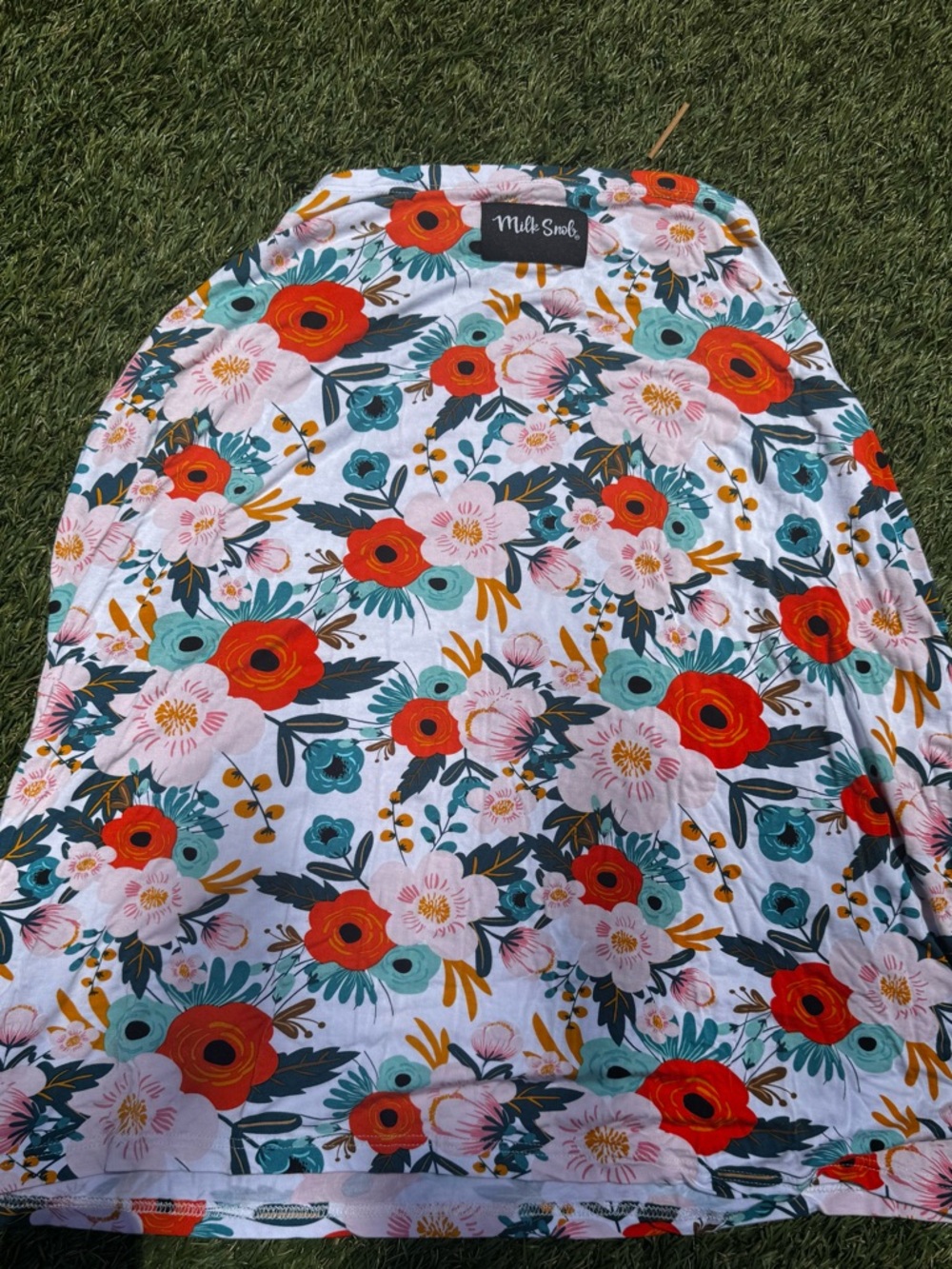 Milk Snob Floral Nursing Cover in White with Red & Teal Blooms